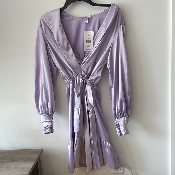 NWT LAVENDER SILK MINI DRESS - Picture 2 of 4